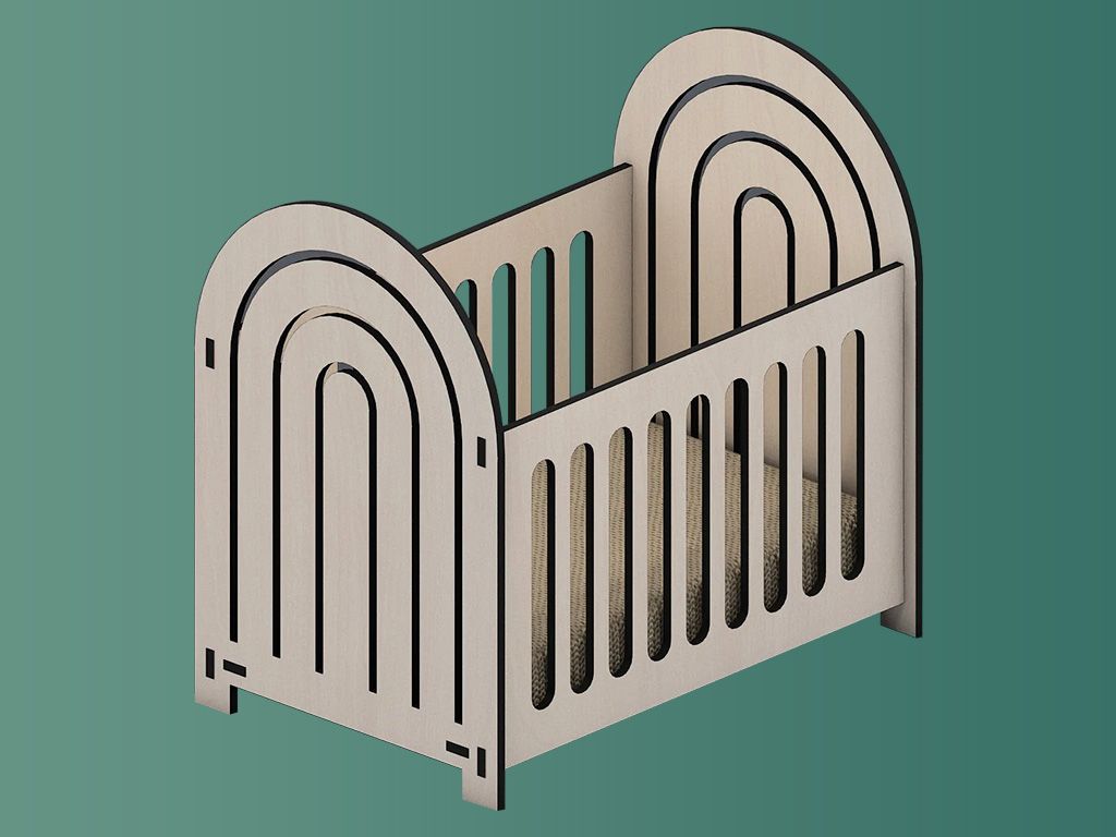 CO2 激光切割 MDF 嬰兒床