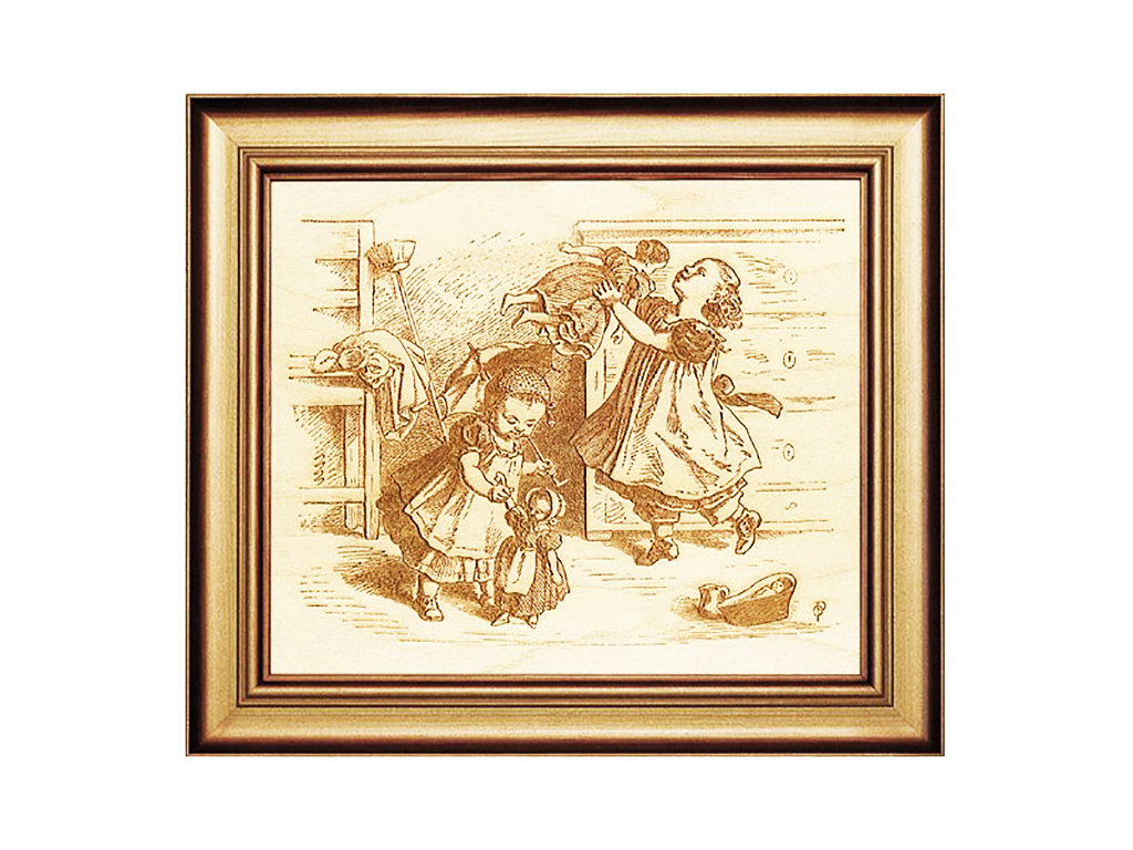 激光雕刻木制玩具娃娃照片